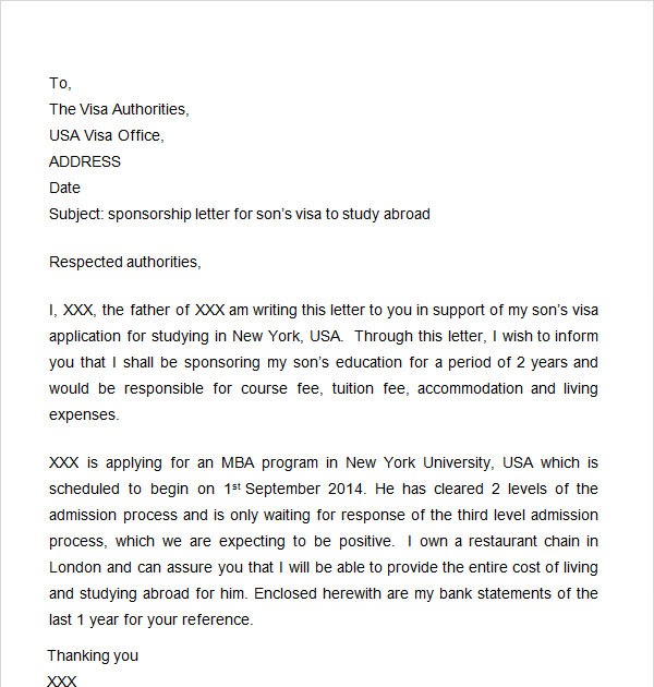 25 Unique Visa Sponsorship Letter Template