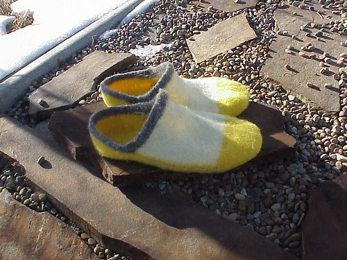 Yellow & white slippers