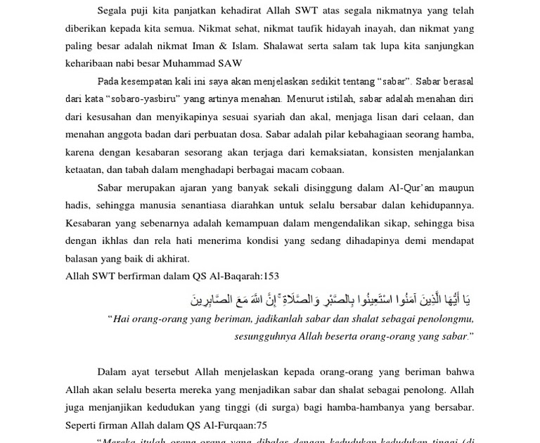 Contoh Pidato Tentang Kesabaran Nurma Edu