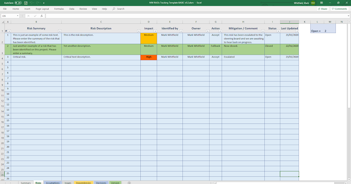 Project Management Issue Log Template / Issue Management Log Template ...