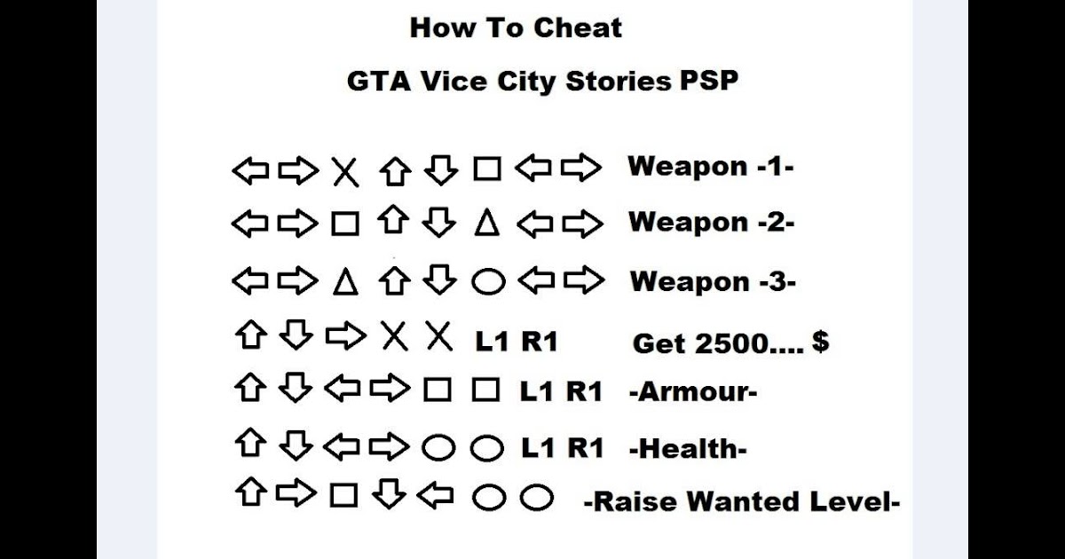 Gta vice city psp cheats