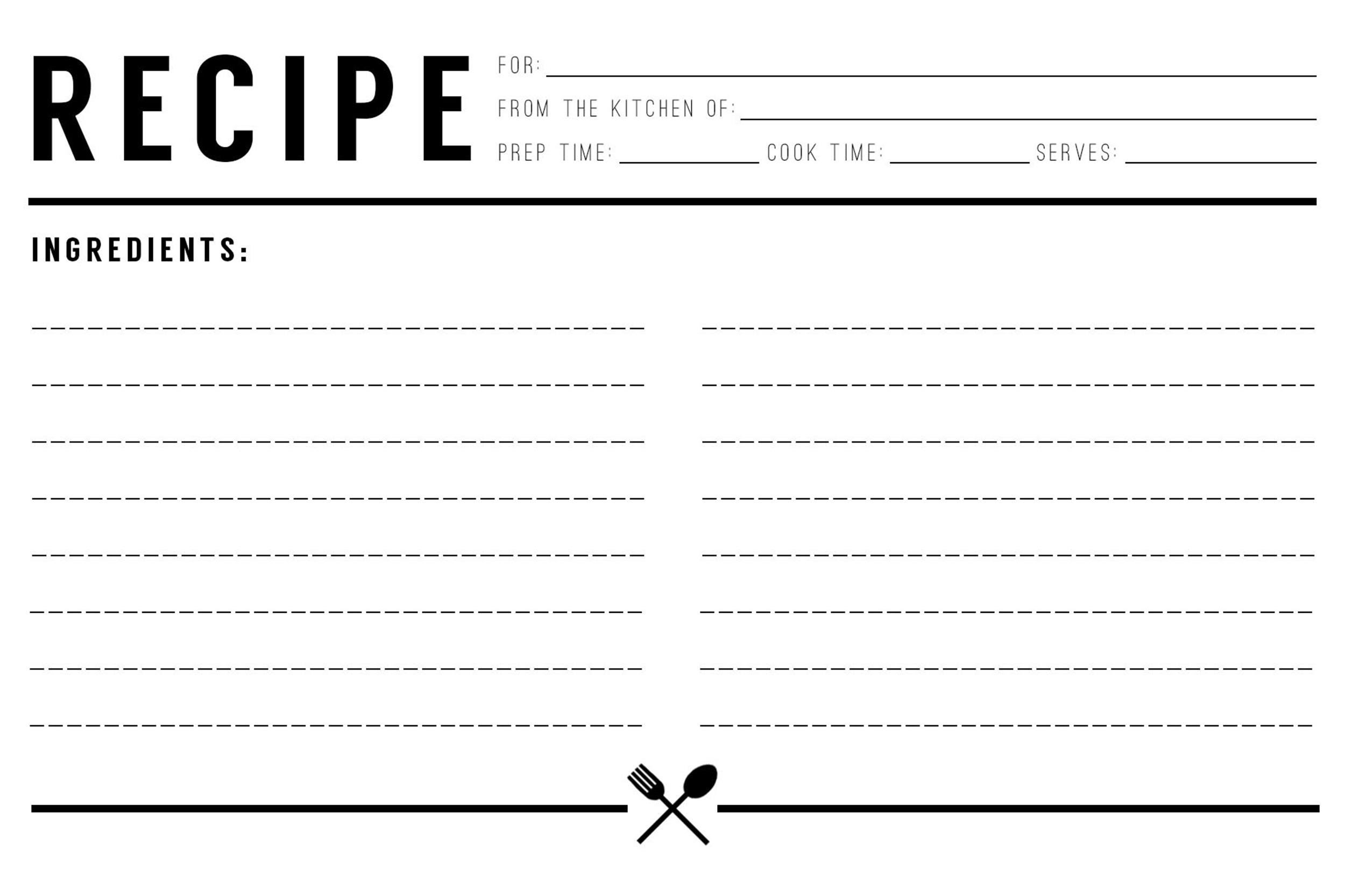 How To Type Recipe Cards In Word - Image Of Food Recipe Within Full Page Recipe Template For Word