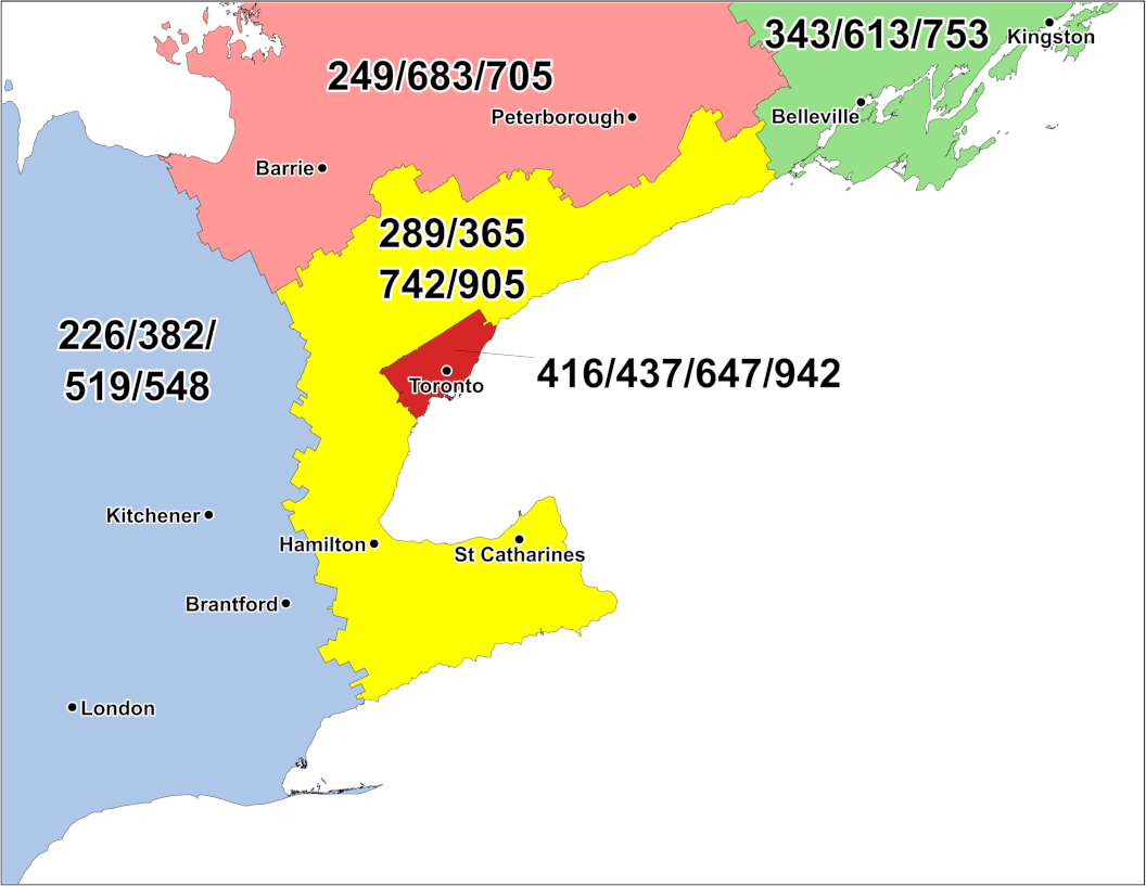 905 Area Code Map Map With Cities