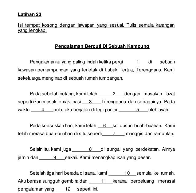Isi Tempat Kosong Dengan Jawapan Yang Paling Sesuai  Surpriz Menu