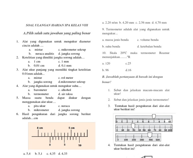 Soal Fisika Pengukuran Kelas 10 - Kumpulan Soal