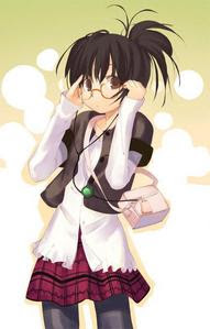 Anime Girl With Black Hair And Brown Eyes And Glasses