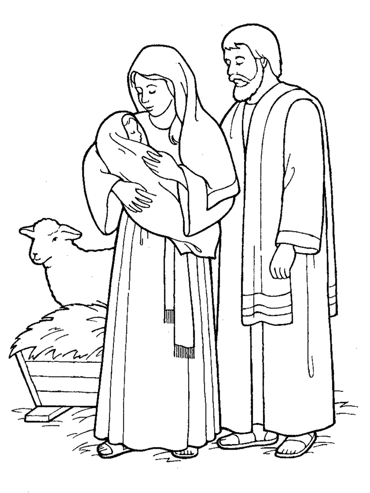 Coloring Page Of Baby Jesus Mary and Joseph | Top Free Coloring Pages