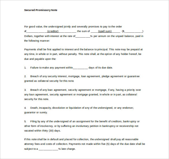 Sample Promissory Note With Lien - New Sample v