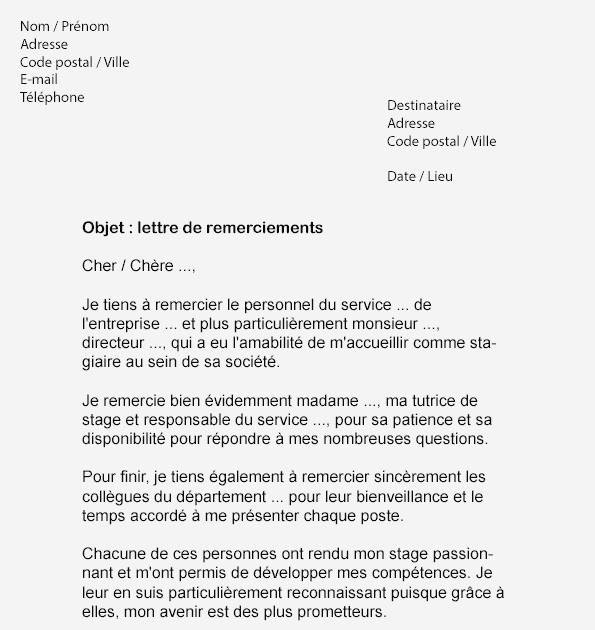 Lettre Remerciement Stage Bac Pro  visuel modele memoire bts cgo
