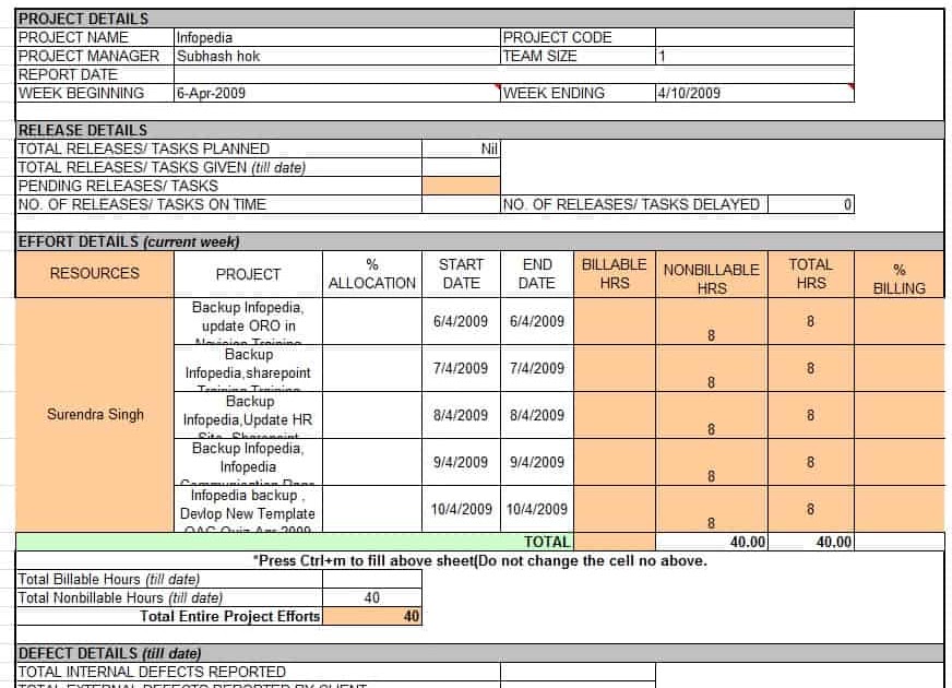 Project Performance Report Template Excel Excel Templates