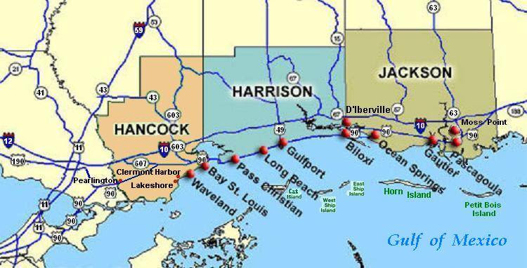 Map Of Mississippi Gulf Coast - Maping Resources