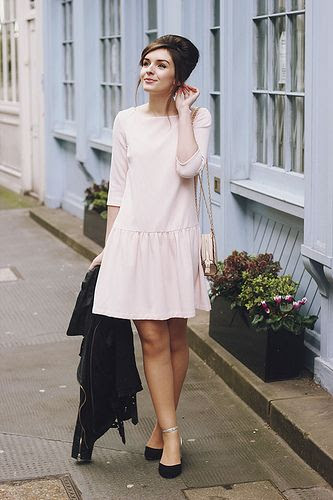 Pink French Connection Drop Waist Dress Shell Bag Accessorize 60s look by What Olivia Did, via Flickr