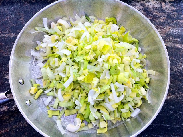 Washed Sliced Leeks in Saute Pan