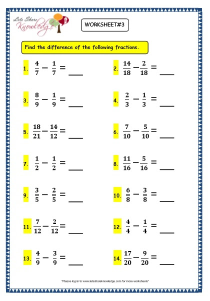 Addition And Subtraction Grade 3 Worksheets - Free Fraction Worksheets Adding Subtracting Fractions