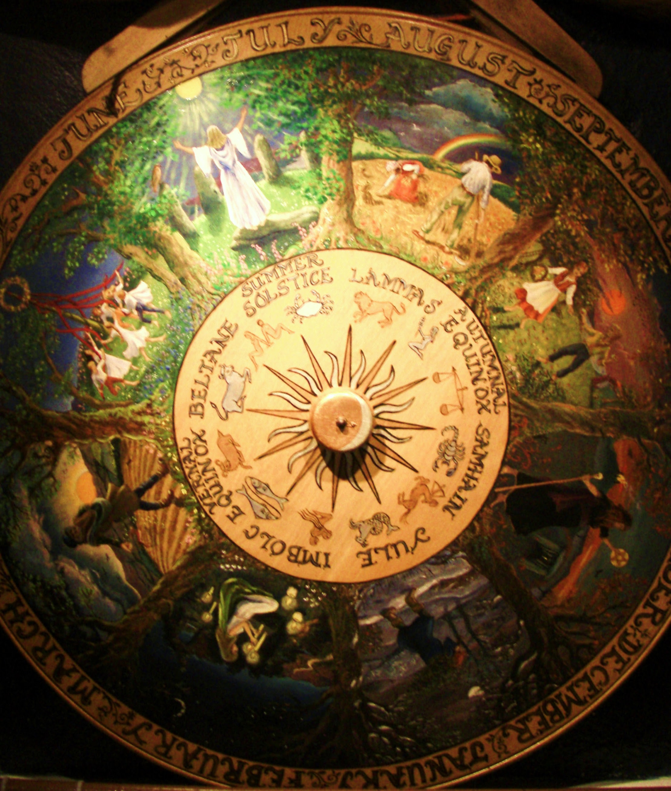 A photograph of a painted Wheel of the Year from the Museum of Witchcraft, Boscastle A photograph of a painted Wheel of the Year from the Museum of Witchcraft, Boscastle