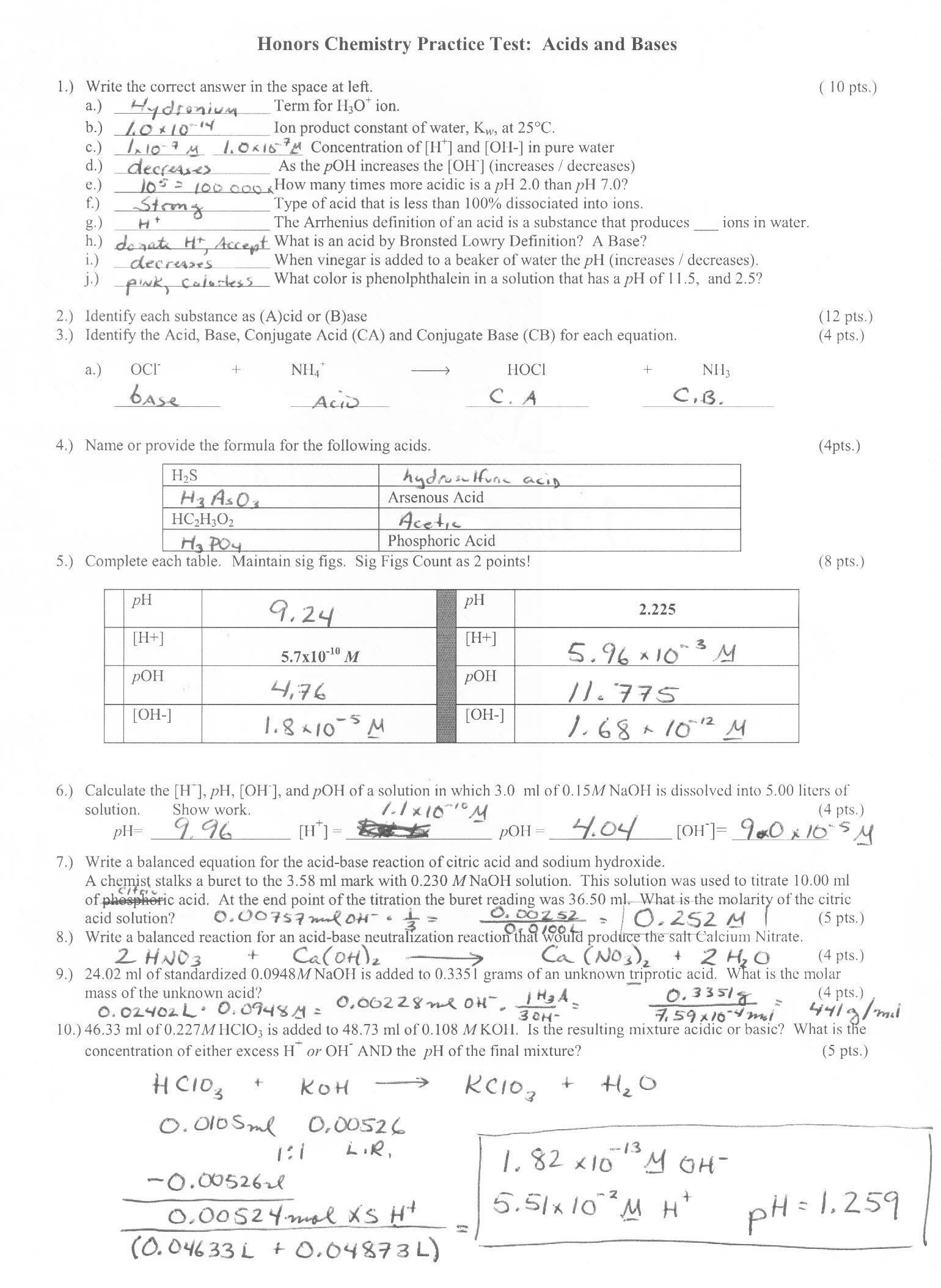 34 Acids And Bases Worksheet Answers Free Worksheet Spreadsheet