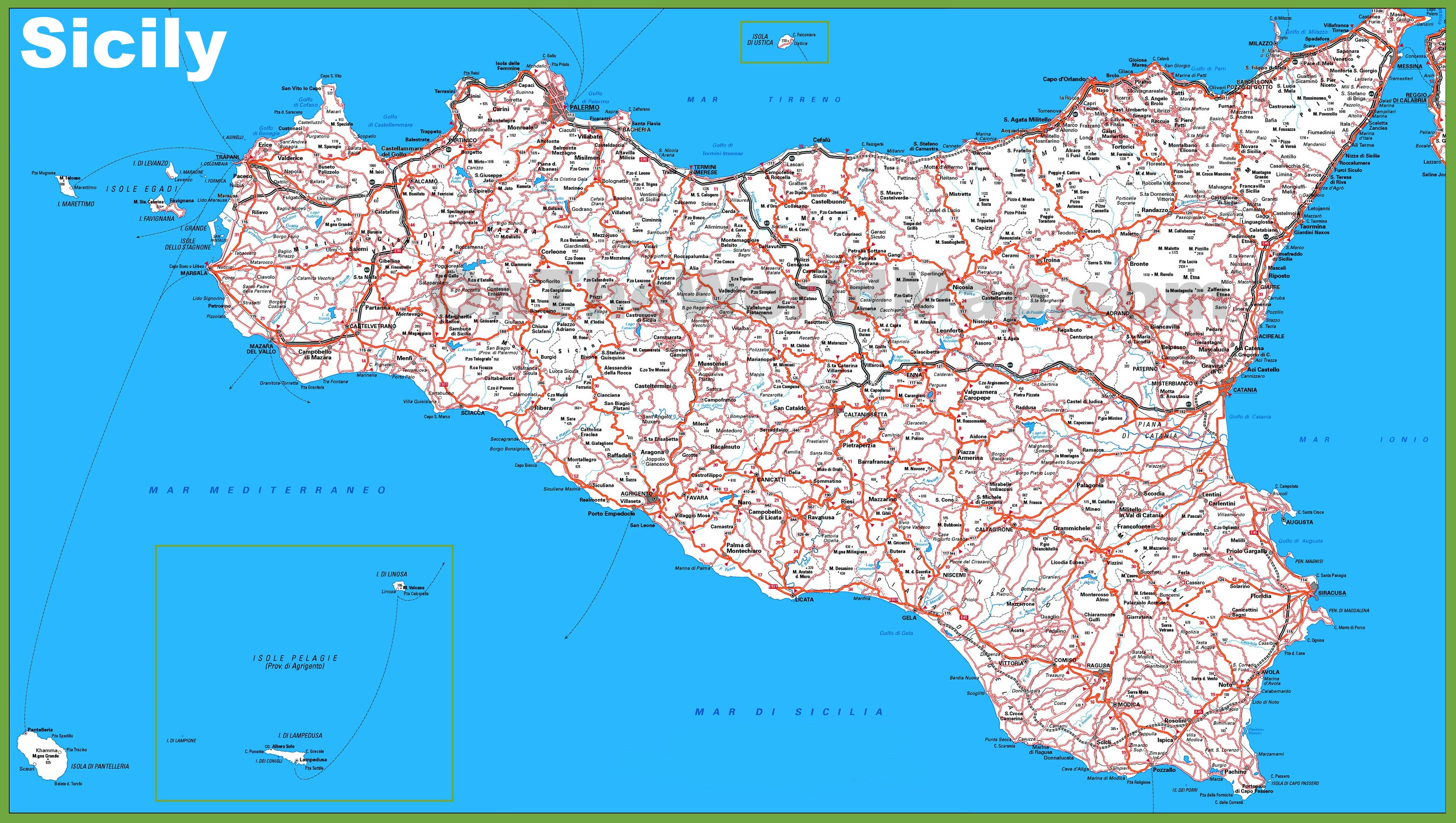 Map Of Sicily Towns Living Room Design 2020