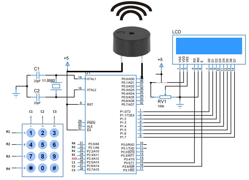 Microcontroller Based Home Security System Circuit Diagram : 9 Burglar ...