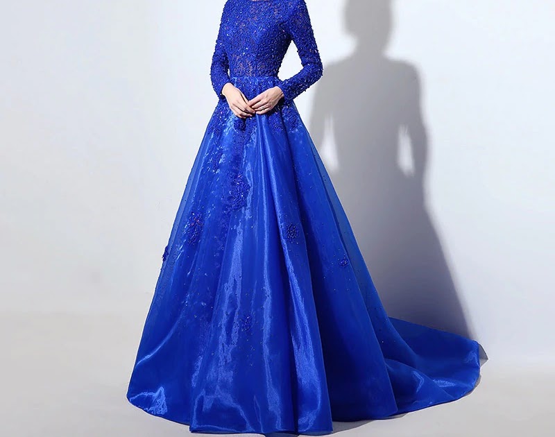 blue colour long party frocks