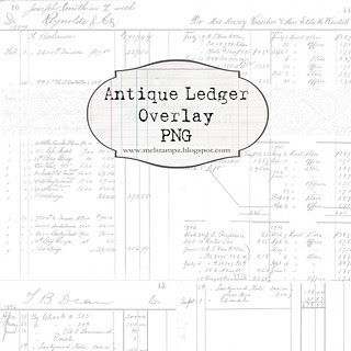 SAMPLE ONLY PREVIEW ANTIQUE ledger 12 and 1 half inch SQ WHITE OVERLAY melstampz