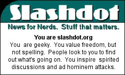 You are slashdot.org You are geeky. You value freedom, but not spelling. People look to you to find out what's going on. You inspire spirited discussions and ad hominem attacks.