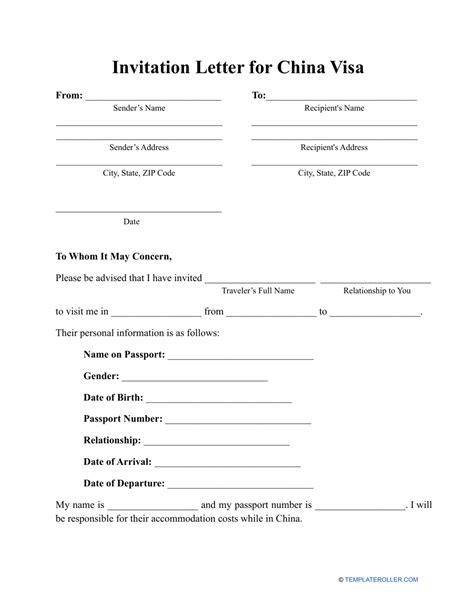Sample Invitation Letter For Us Visa For Inlaws | The Document Template