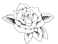 Black And White Rose Tattoo Stencil