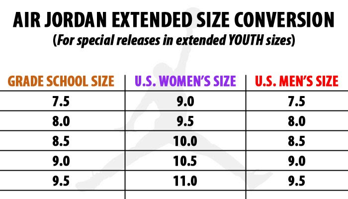 Jordan Shoe Size Conversion Chart