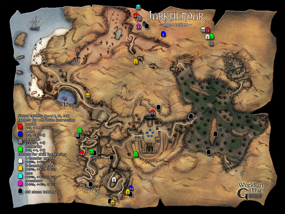 Świat Gothica: Gothic 2 Noc Kruka Mapy Kamiennych Tablic
