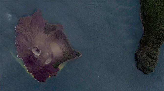 No dia 27 de Agosto de 1883, a ilha de Krakatoa, na Indonésia, desapareceu quando o vulcão de mesmo nome entrou em erupção. É considerada a erupção vulcânica mais violenta que o homem moderno já testemunhou. Atualmente, na região da cratera, há uma nova formação rochosa em andamento chamada Anak Krakatau (Anak Krakatoa, filho de Krakatoa ou Krakatau), que já possui mais de 800 metros de altura. Cientistas afirmam que a nova formação pode ser ainda muito mais poderosa que o antigo Krakatoa.