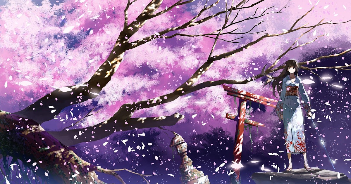 27+ Anime Cherry Blossom Wallpaper Free Scenery Background