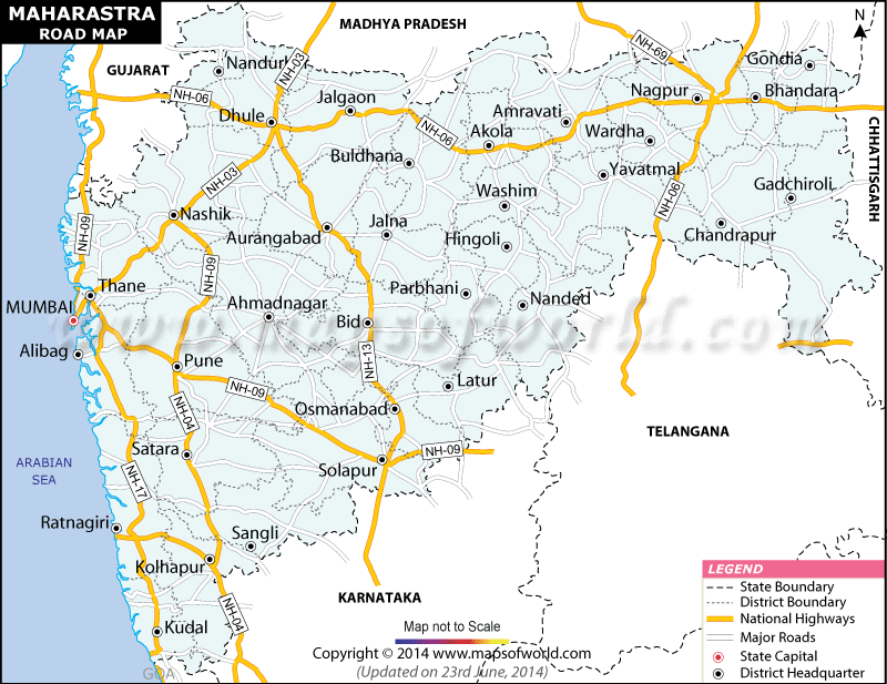 Road Map Of Maharashtra With Distance