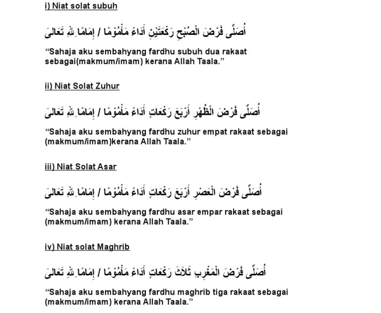 Doa Lengkap Sholat 5 Waktu