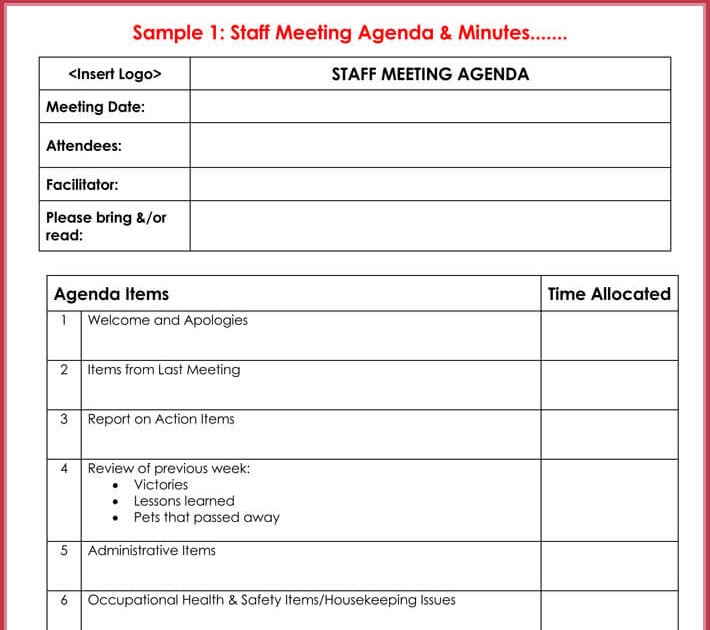 Health And Safety Committee Meeting Agenda Template PDF Template