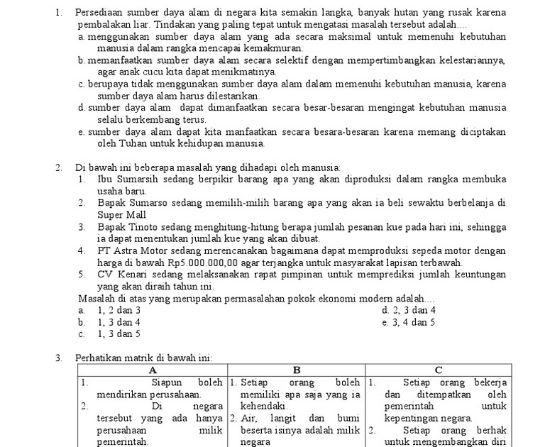 Kumpulan Soal Olimpiade Ekonomi  Paud Berkarya