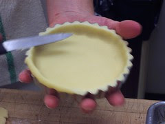 Edge are cut off with knife