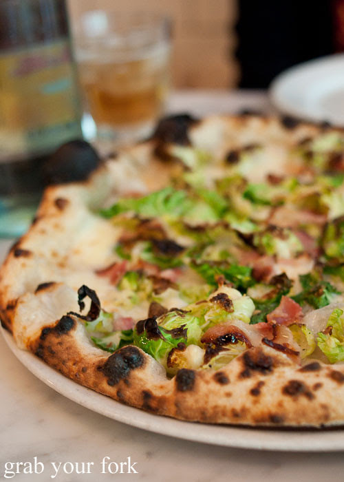 brussels sprout smoked pancetta pizza at motorino pizza east village italian new york ny usa