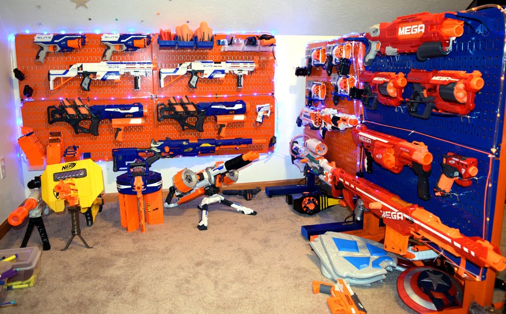 Nerf Cabinet - Nerf Gun Storage Ideas | A Listly List : Nerf board made