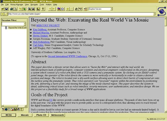 Mosaic - first graphical web browser for the general public