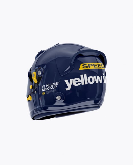 Download F1 Helmet PSD Mockup Back Half Side View
