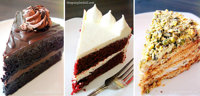 Chocolate Ganache Cake P165 Red Velvet Cake P130 Pistachio Sansrival P120
