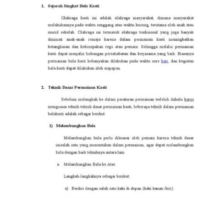 Soal essay permainan bola kasti