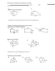 Kites And Trapezoids Worksheet Answers - 11 2 Area Of Trapezoids Kites