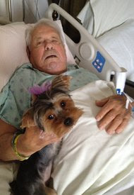 Harry Grandis received a visit from his pet Yorkie, Minnie, while he was a patient at Virginia Commonwealth University Medical Center, which has a pet visitation policy.