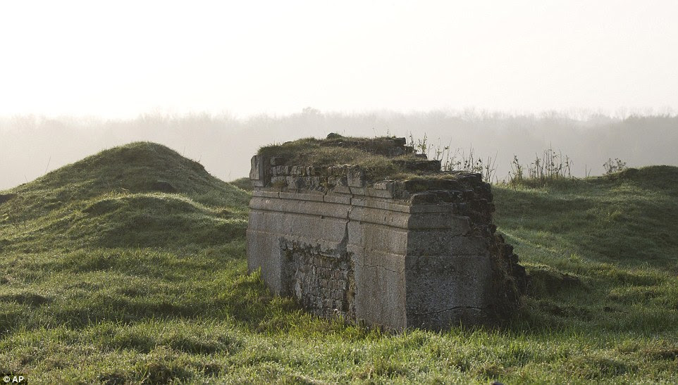 The remains of the Chateau de la Hutte, in Ploegsteert, Belgium. The chateau, due to its high position, served as an observation post for the British artillery but soon afterwards was destroyed by German artillery. The cellars would serve as a shelter for a great part of the war and Canadian soldiers soon nicknamed it 'Henessy Chateau', after the name of the owner