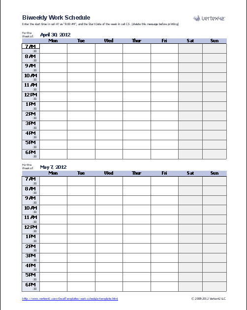 Fortnightly Calendar Template Master Template