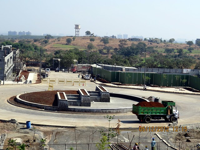 Entrance Island from the viewing point on the Patio of the Site Office - Development in the 1st Year - Kolte-Patil Life Republic Marunji, Hinjewadi - Kasarsai Road, Pune 411057