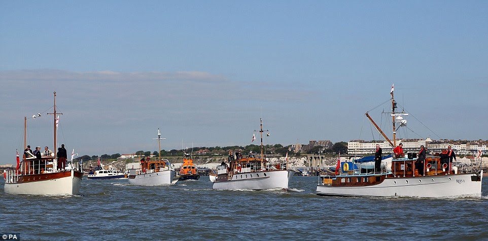 Commemoration: The fleet of 'little ships' set sail from Ramsgate in Kent for Dunkirk to mark the 75th anniversary of the evactuation