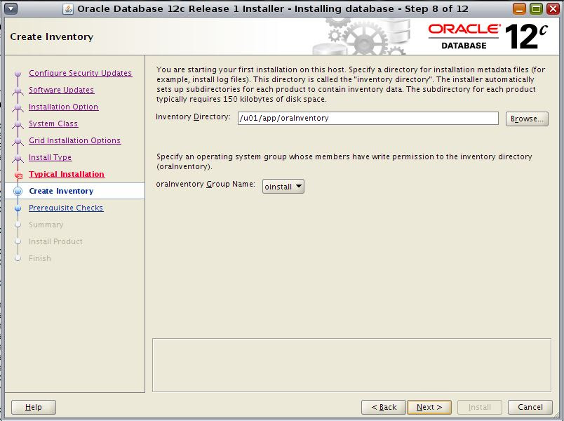 Oracle 12c database install