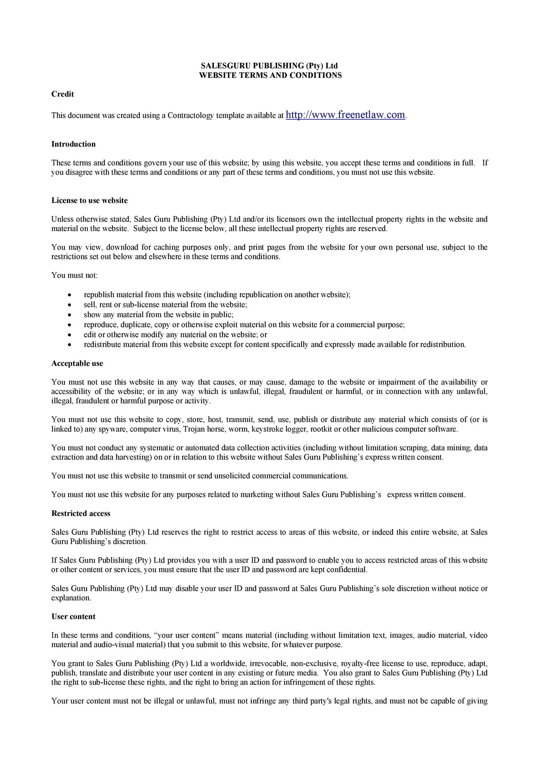 Sales Terms And Conditions Template Flyer Template